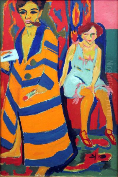 Painter and Model Oil Painting by Ernst Ludwig Kirchner