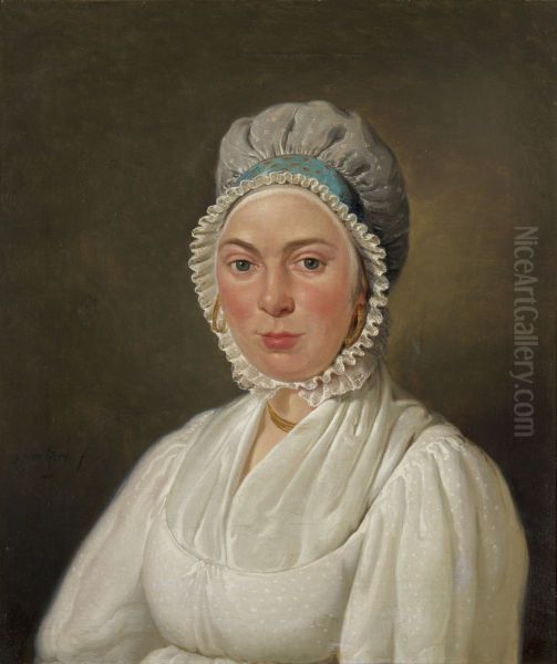 Portret van Petronella van der Koogh (1788/89-1878), echtgenote van Abraham van Strij Jr. Oil Painting by Abraham van Strij