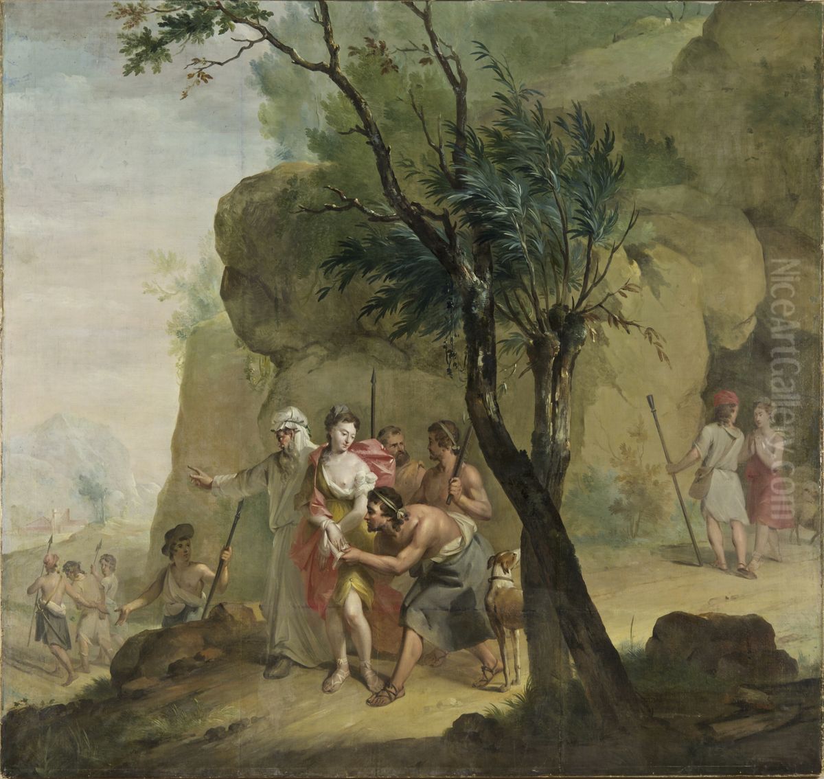 Behangsel met Amaryllis die gevangen wordt genomen Oil Painting by Aert Schouman Behangsel met Amaryllis die gevangen wordt genomen Oil Painting by Aert Schouman