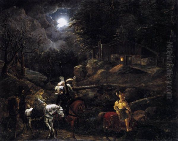Ritter vor der Kohlerhutte Oil Painting by Karl Philipp Fohr