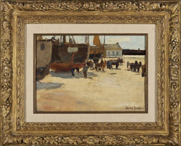 Bomschuiten op het strand Oil Painting by Jan Willem Sluiter