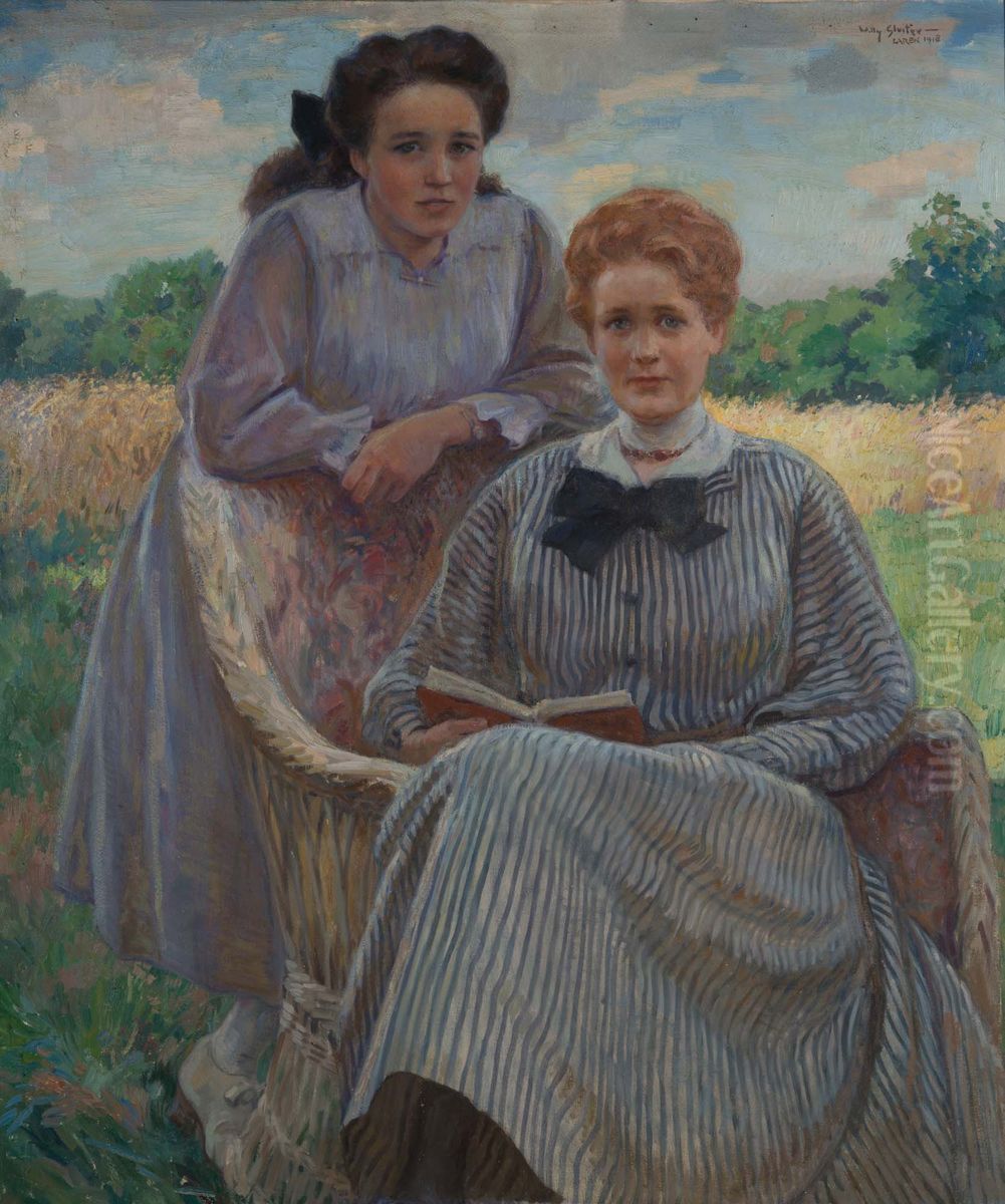 Mevrouw Sluiter en Jopie Oil Painting by Jan Willem Sluiter