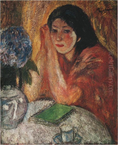 Hydrangeas Oil Painting by Fujishima Takeji