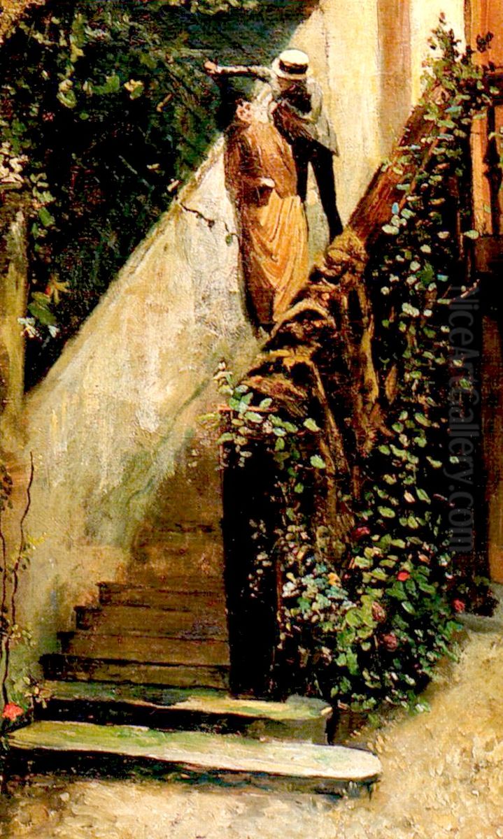 Patio. Oil Painting by Cristobal Rojas