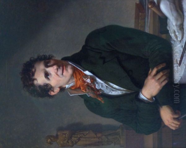 Portrait of sculptor Antonio Canova (1757-1822) Oil Painting by Francois-Xavier Fabre