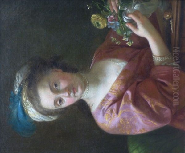 Madame Vien in 1760 Oil Painting by Joseph-Marie Vien