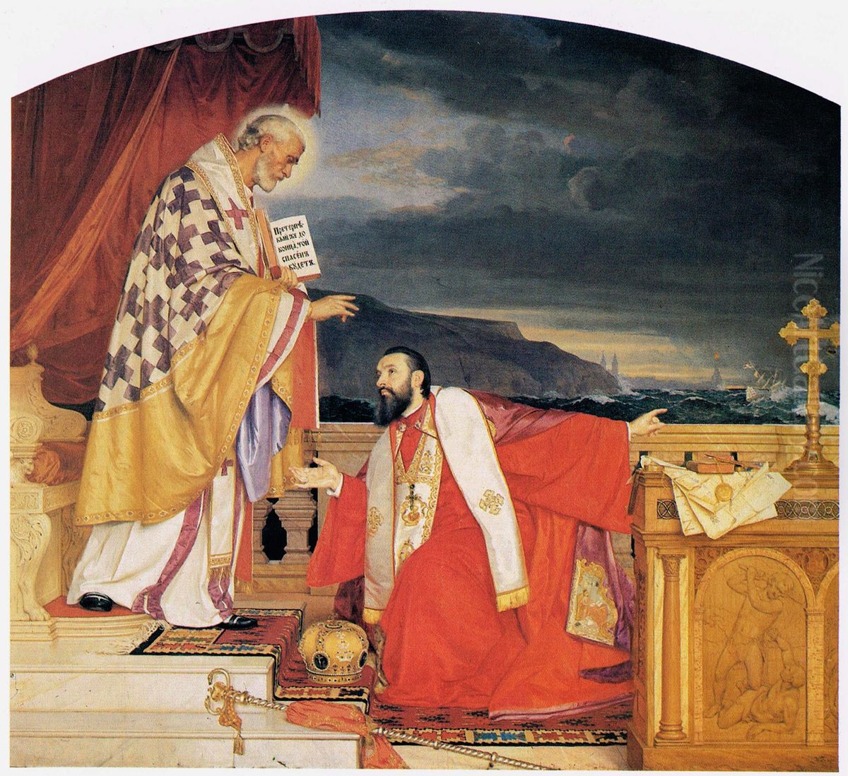 St. Nikola and Patriarch Lukijan Oil Painting by Uros Predic