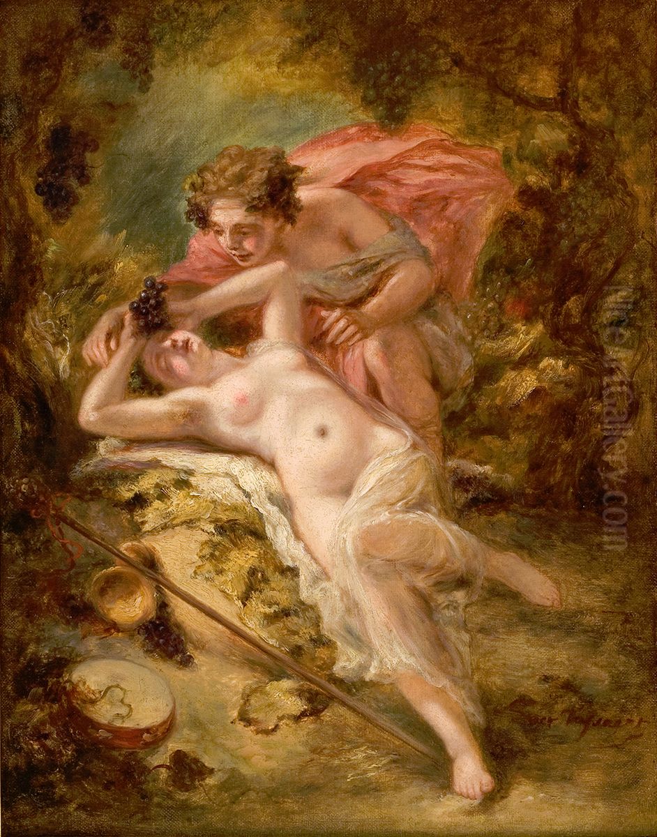 Bacchus and Erigone Oil Painting by Octave Tassaert