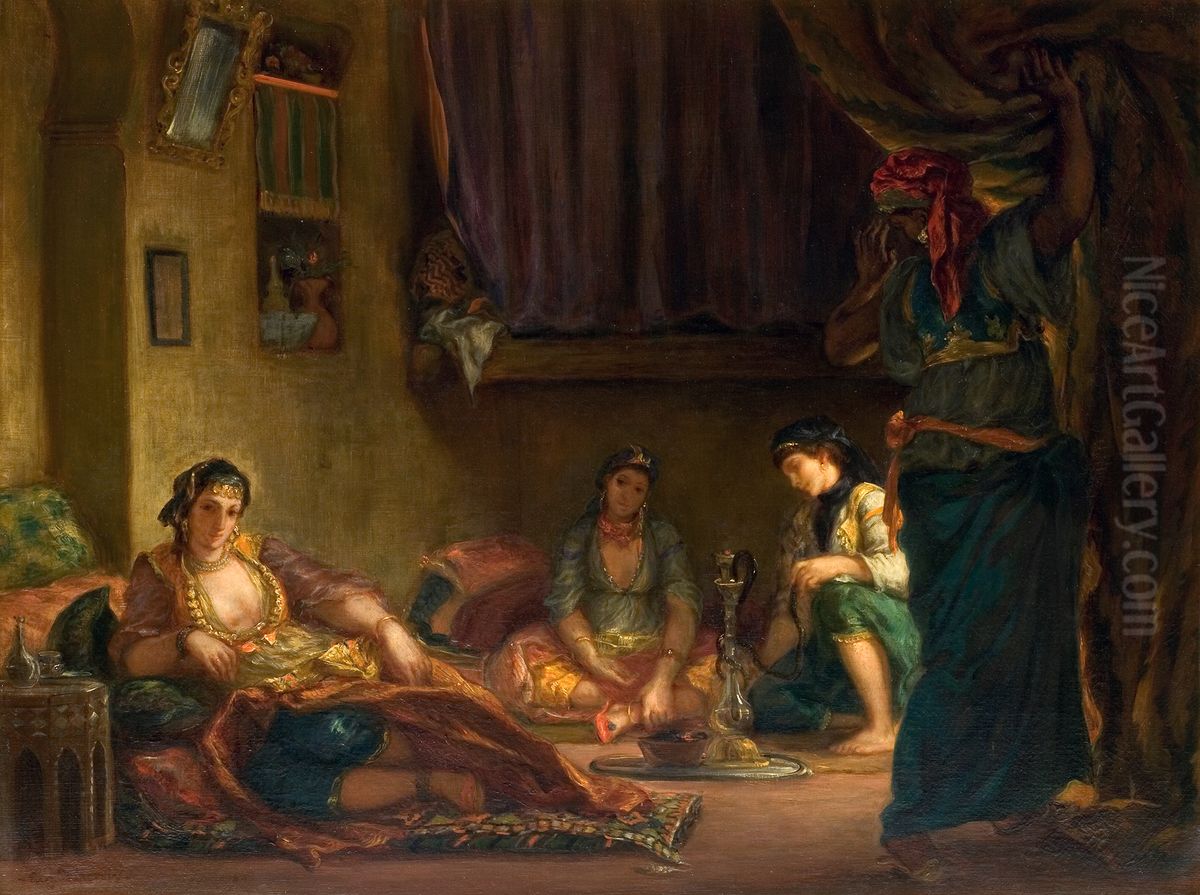 Femmes d'Alger dans leur interieur Oil Painting by Eugene Delacroix