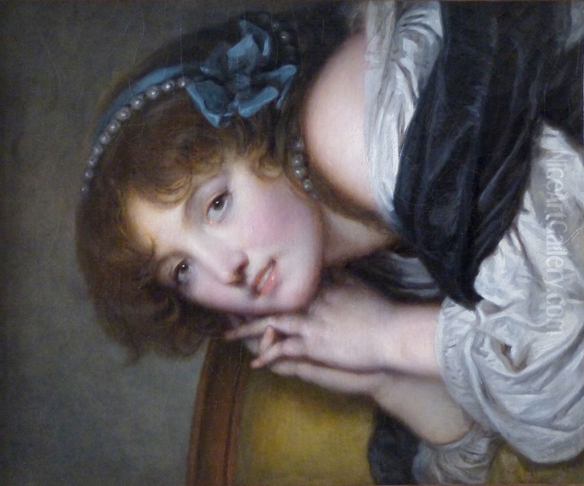 Young Girl with Hands Joined Oil Painting by Jean-Baptiste Greuze