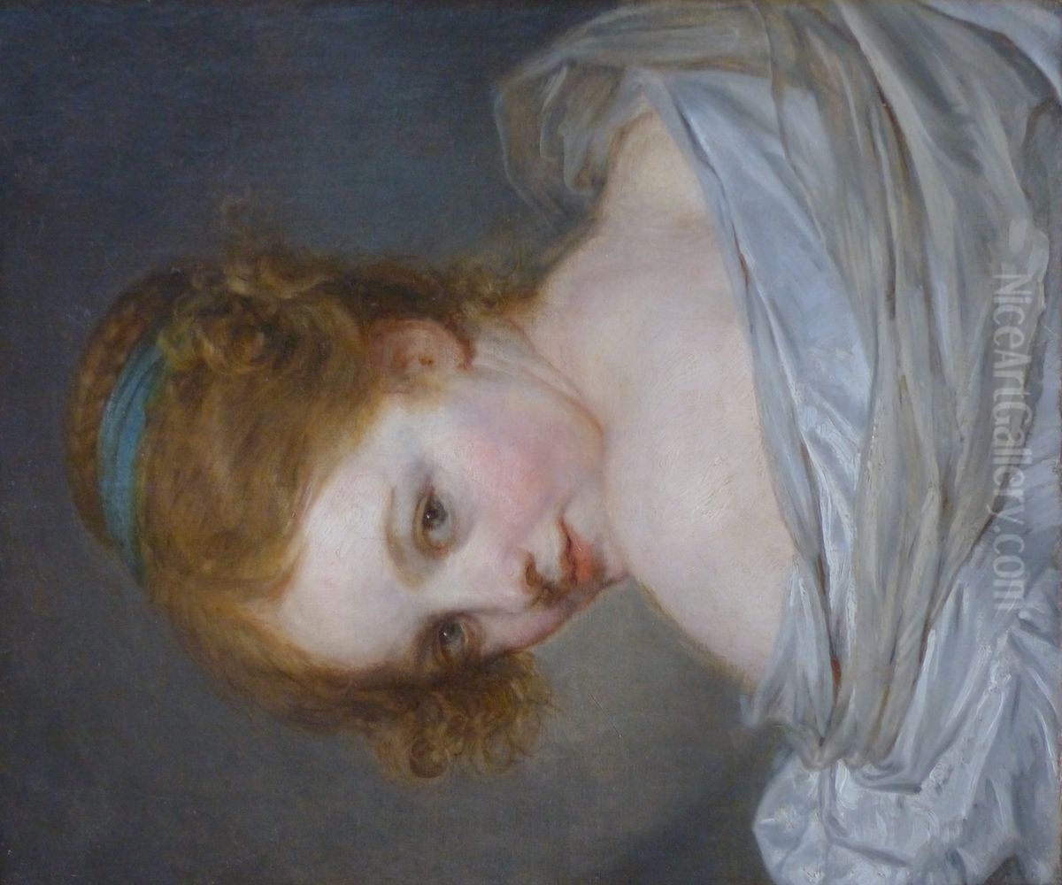 Young Girl from the Back. Oil Painting by Jean-Baptiste Greuze