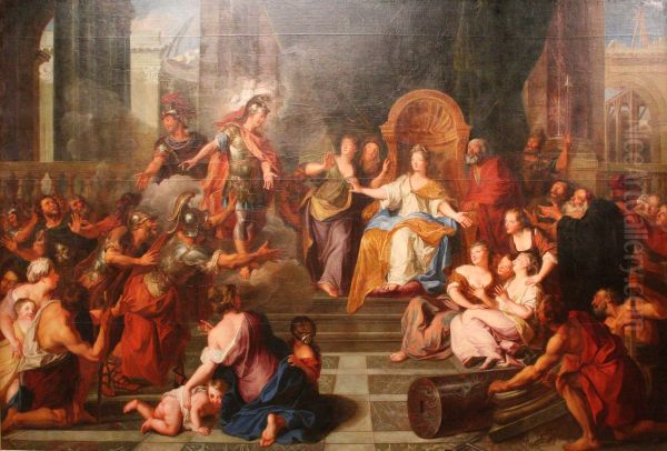 Enee et Achate apparaissant a Didon Oil Painting by Antoine Coypel