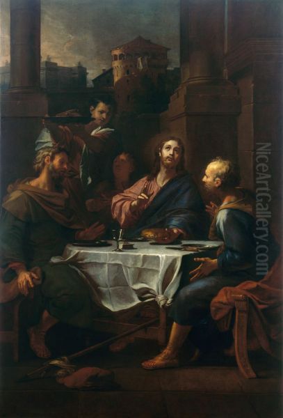 Le souper d'Emmaus Oil Painting by Claude-Guy Halle