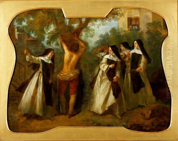 Les Lunettes Oil Painting by Nicolas Lancret
