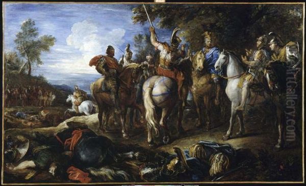 Cavaliers tenant un conseil de guerre Oil Painting by Joseph Parrocel