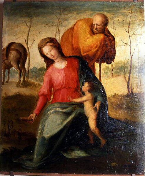 The Flight into Egypt. Oil Painting by Domenico Beccafumi