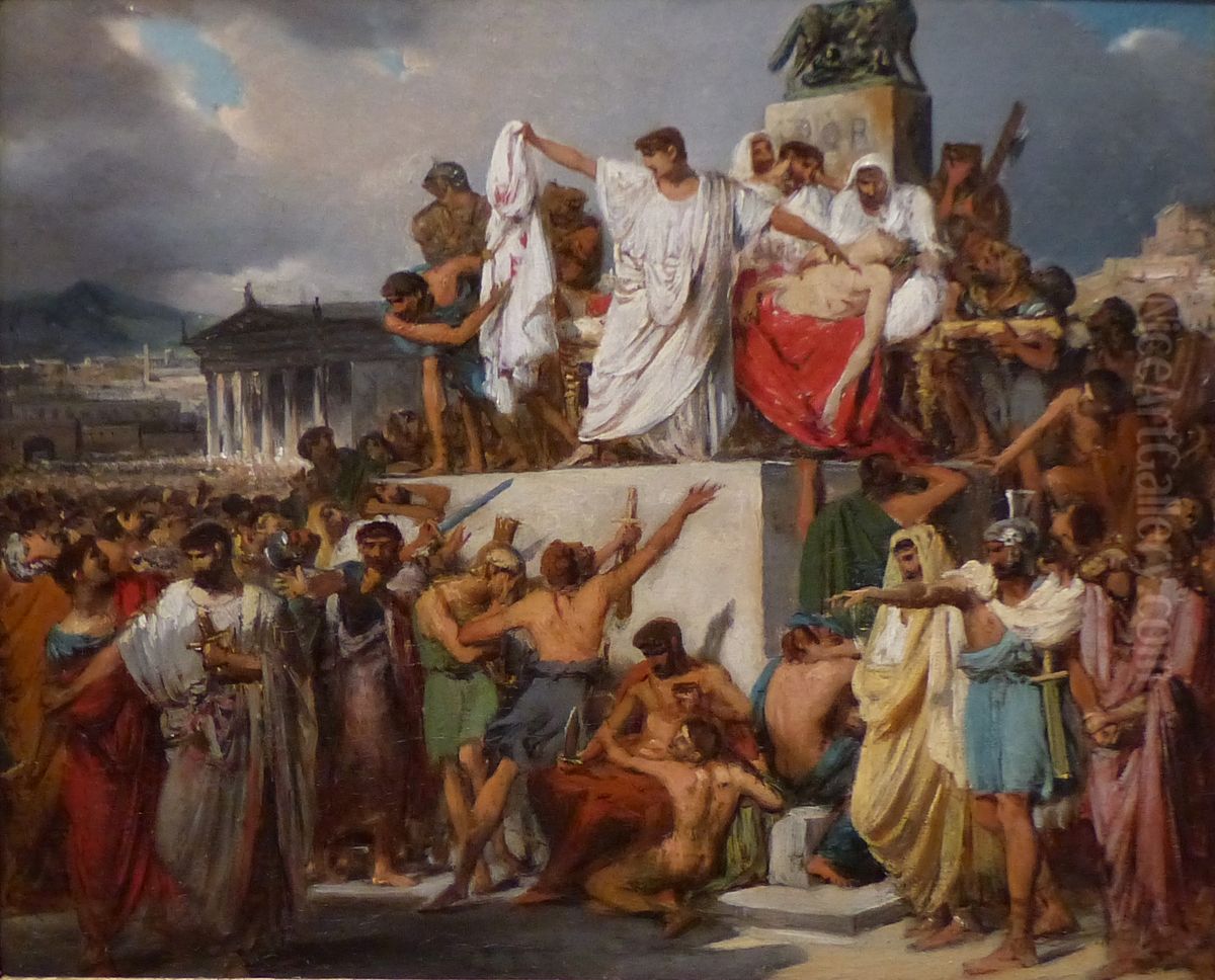Death of Caesar Oil Painting by Joseph-Desire Court