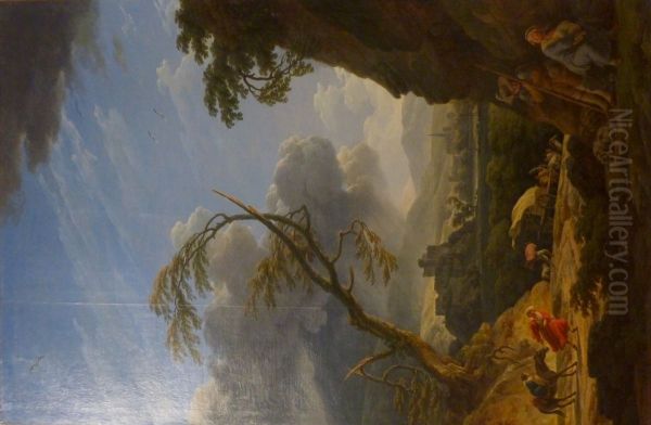 Le Coup de vent; l'orage sur terre Oil Painting by Joseph Vernet
