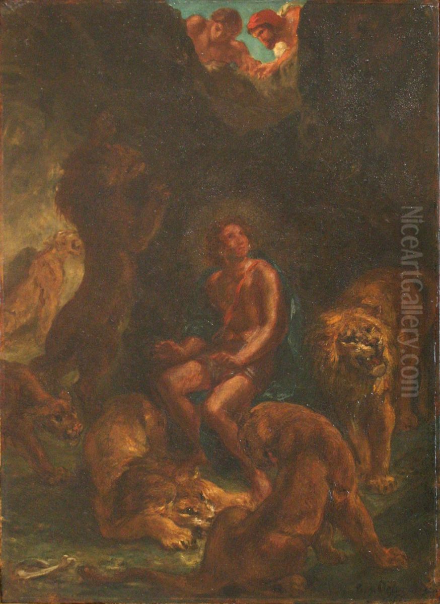 Daniel dans la fosse aux lions Oil Painting by Eugene Delacroix