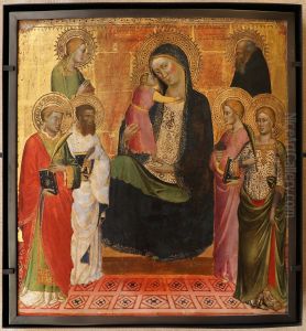 La Vierge et l'Enfant avec six saints : Laurent, Barthelemy, Madeleine, Catherine (?), Lucie (?), Antoine abbe.