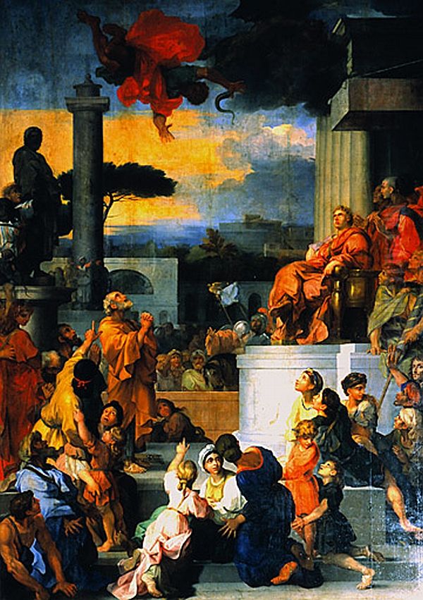 The Fall of Simon Magus Oil Painting by Sebastien Bourdon