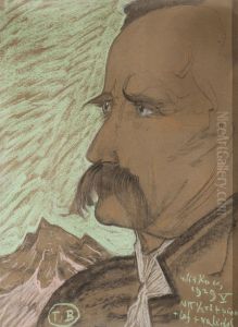 Portrait of Jedrzej Marusarz, in profile with the mountain background