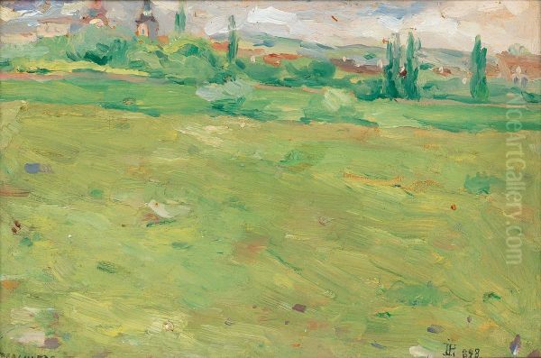 Small Landscape Oil Painting by Izsak Perlmutter