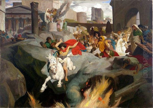 The leap of Marcus Curtius Oil Painting by Jean-Leon Gerome