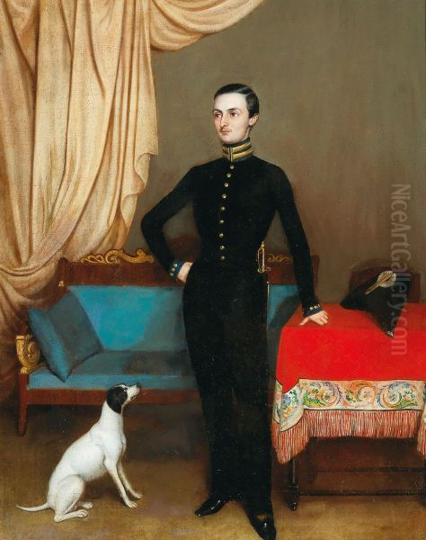 Bildnis eines Jurastudenten der St. Petersburger Universitat mit einem Hund Oil Painting by unknown