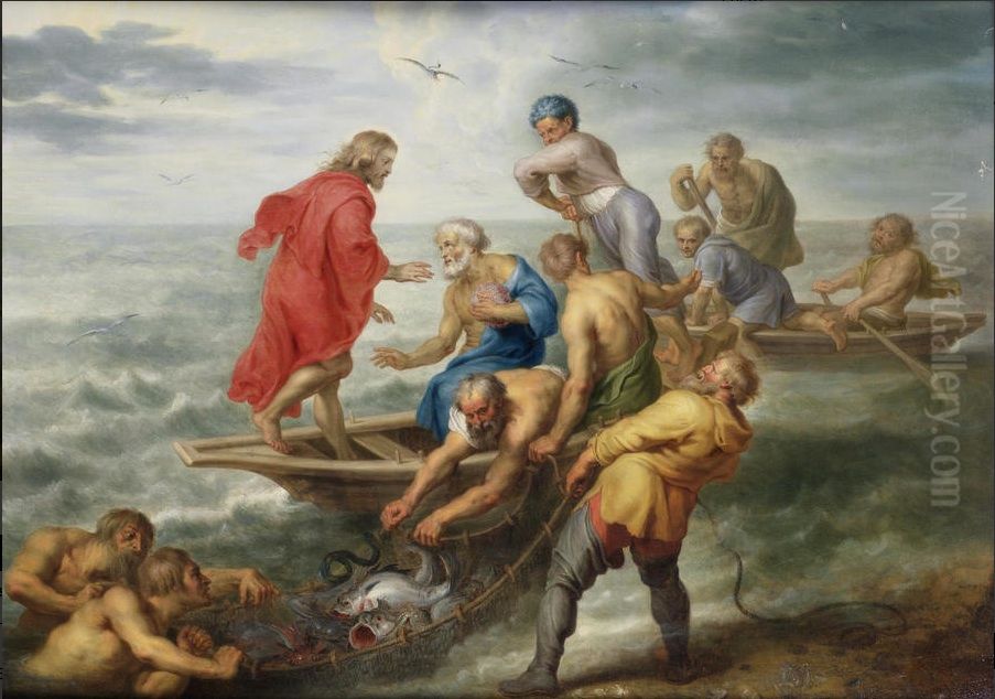 The Miraculous Draught of Fish Oil Painting by Jacob Andries Beschey