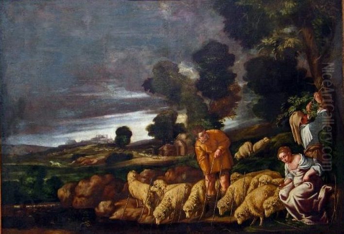 Jacob con las ovejas de Laban Oil Painting by Pedro Orrente