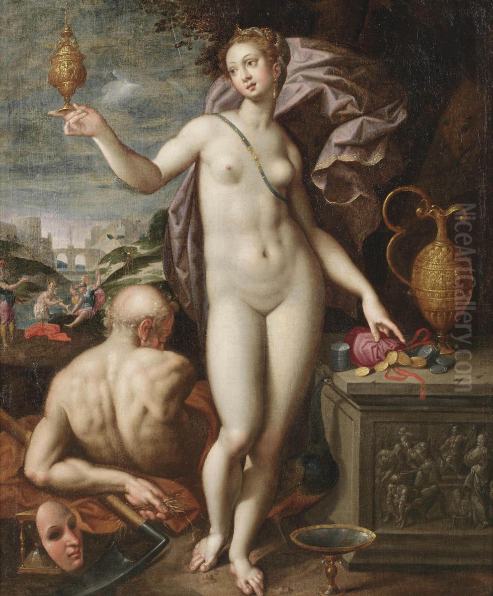 Juno holding a golden vessel Oil Painting by Jacob De Backer Juno holding a golden vessel Oil Painting by Jacob De Backer