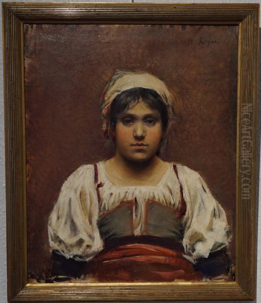 Young Country Girl Oil Painting by Henri Royer