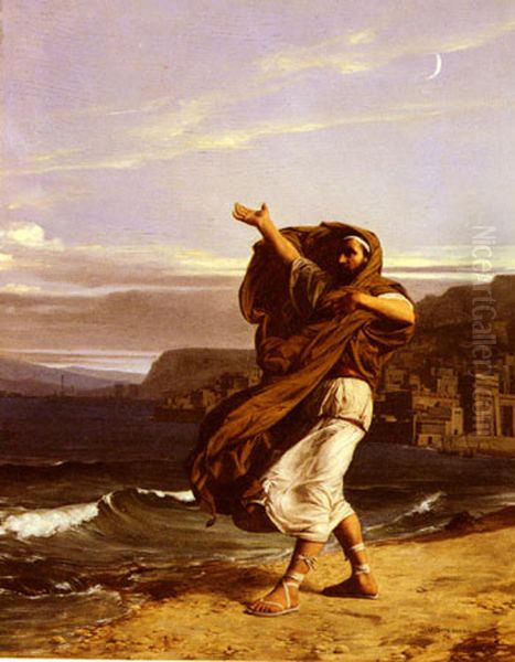 DemosthenesPracticing Oratory. Oil Painting by Jean-Jules-Antoine Lecomte du Nouy