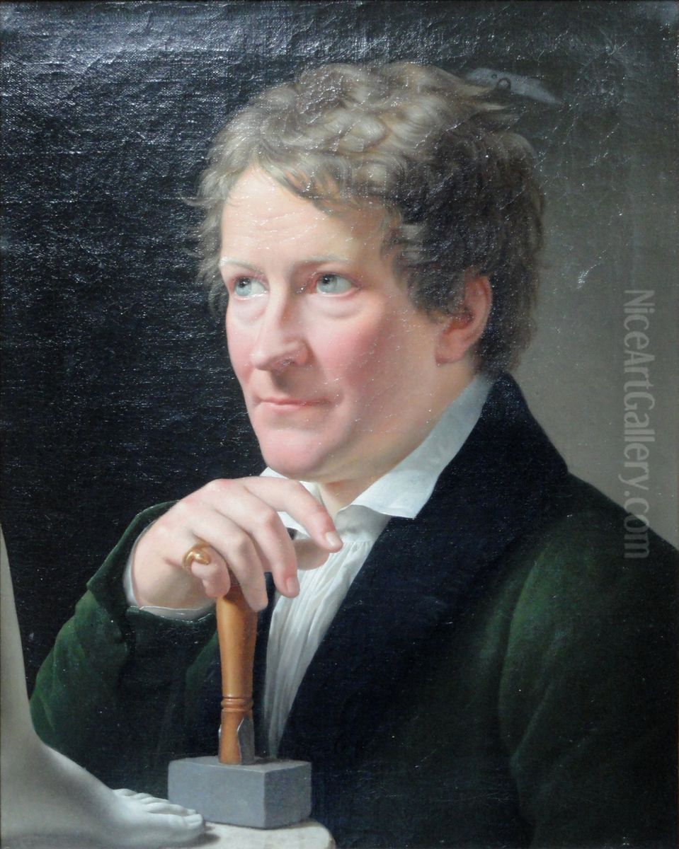 Portrait of Bertel Thorvaldsen Oil Painting by Christoffer Wilhelm Eckersberg
