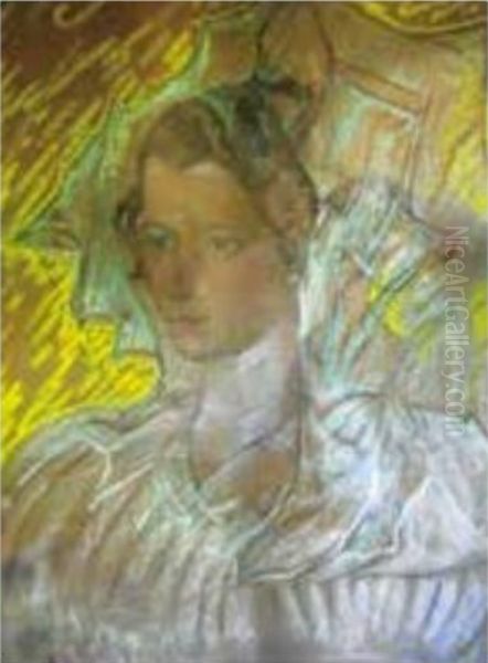 Portrait of Krystyna Szukszcianka Oil Painting by Stanislaw Ignacy Witkiewicz (Witkacy)