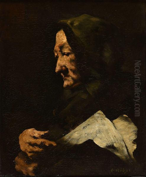 Les Titres de famille Oil Painting by Augustin Theodule Ribot