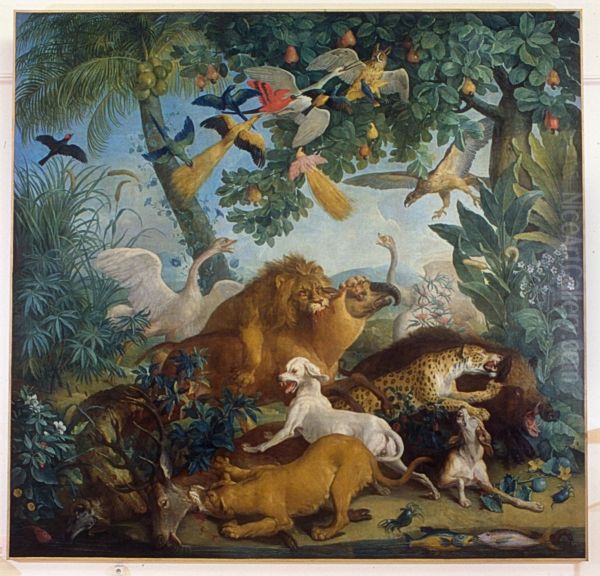Combat d'animaux Oil Painting by Alexandre-Francois Desportes
