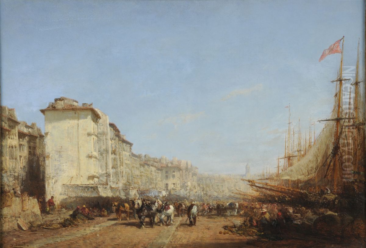 Marseille, le vieux port Oil Painting by Felix Ziem