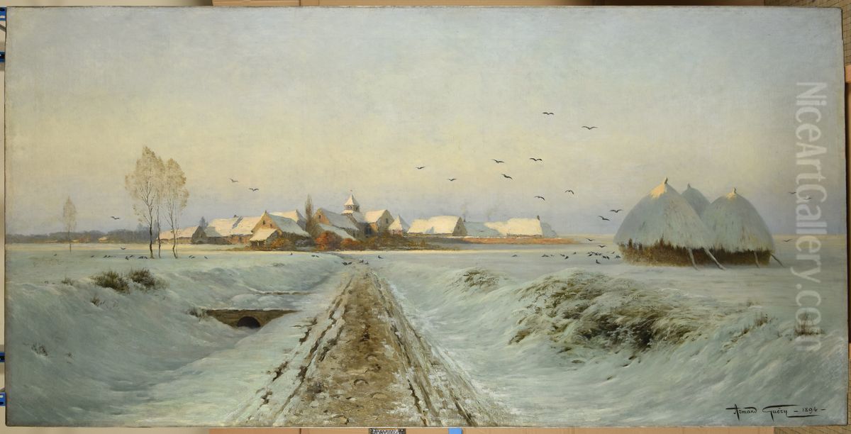 Soir d'hiver. Bertricourt, environs de Reims Oil Painting by Armand Guery