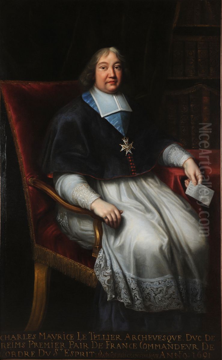 Monseigneur Charles-Maurice Le Tellier Oil Painting by Pierre Mignard I