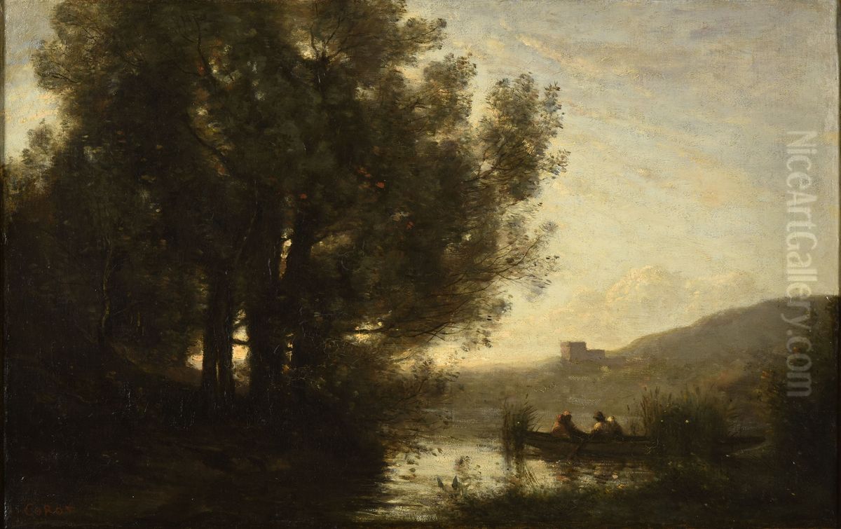 Le Passage de la riviere Oil Painting by Jean-Baptiste Camille Corot