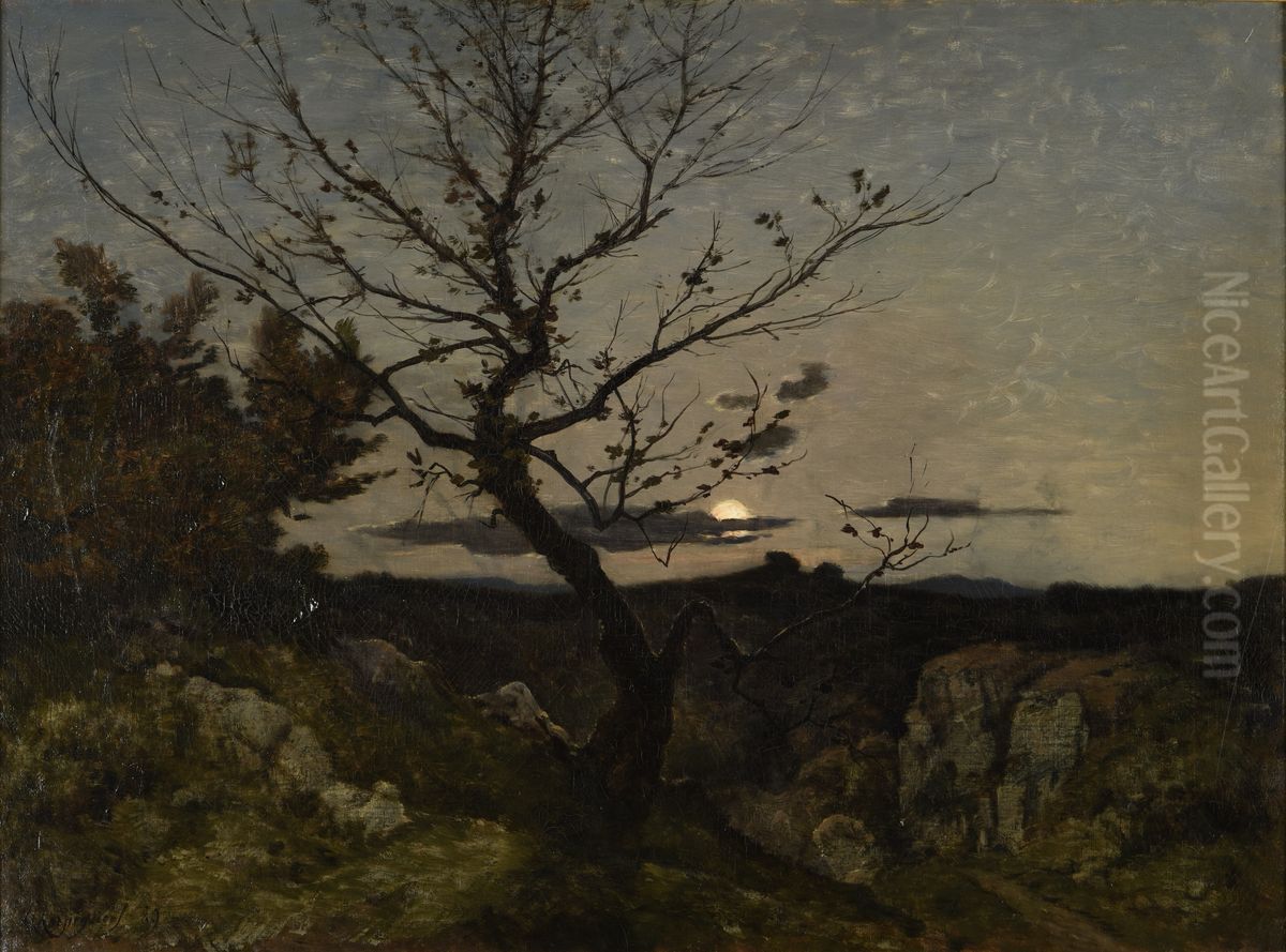 Clair de lune aux environs de Marseille Oil Painting by Henri Harpignies