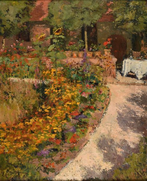 Pergola ; jardin fleuri Oil Painting by Louis Abel-Truchet