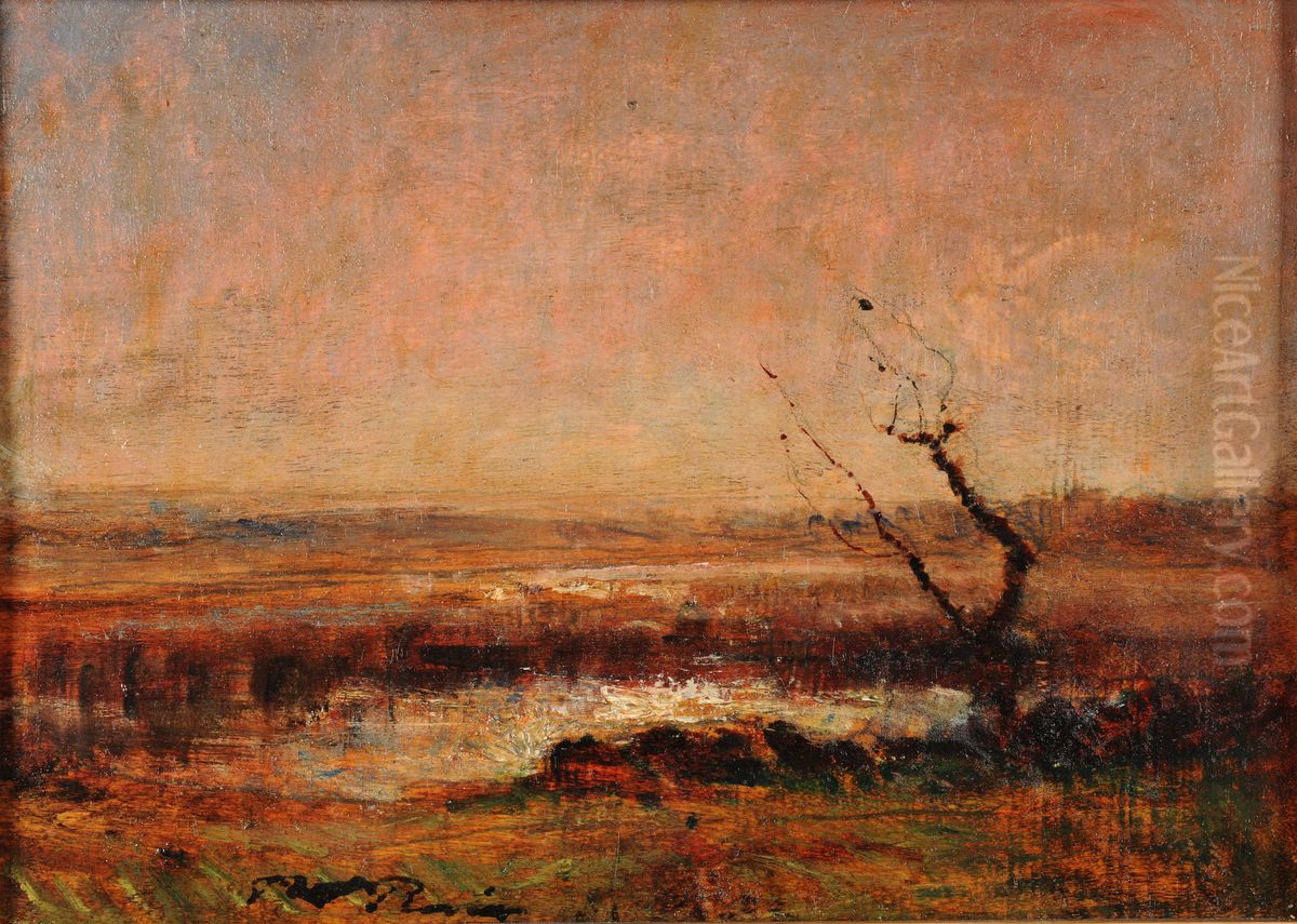 Etude de paysage Oil Painting by Francois-Auguste Ravier