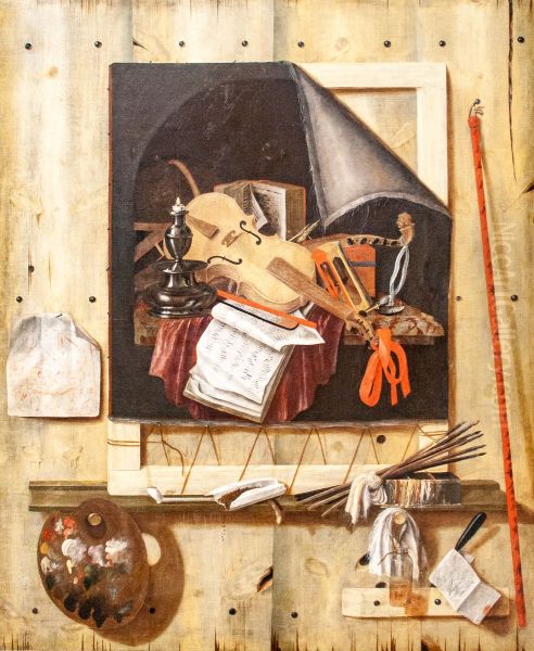 Les attributs du peintre Oil Painting by Cornelis Norbertus Gijsbrechts
