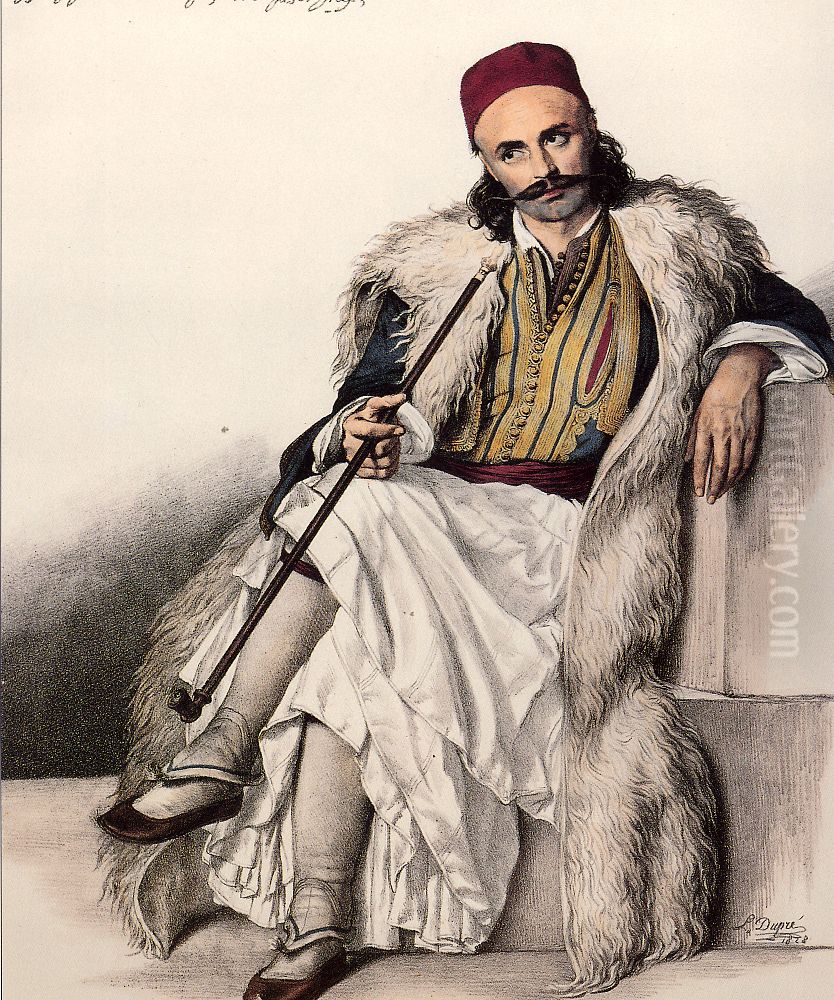 Vasilis Goudas, adjutant ofMarkos Botsaris Oil Painting by Louis Dupre