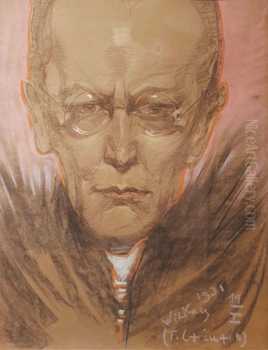 Portrait of Teodor Bialynicki-Birula Oil Painting by Stanislaw Ignacy Witkiewicz (Witkacy)