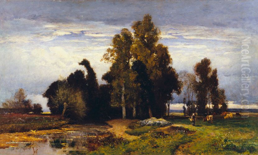 Barbizon Landscape Oil Painting by Jules Dupre