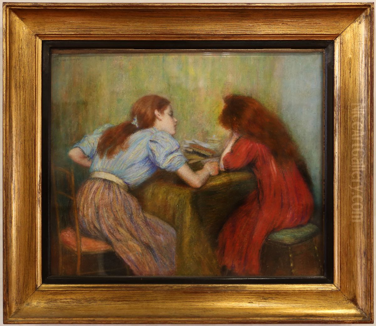 la lezione Oil Painting by Federico Zandomeneghi